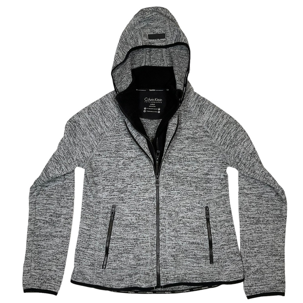 Calvin Klein Performance Full Zip Activewear Hoodie Grey Black Jacket Wo…